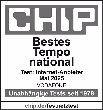 CHIP Sieger Tempo national Test: Internet-Anbieter Mai 2025 Vodafone